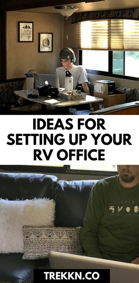 Rv Office Space, Rv Office, Travel Trailer Living, Rv Redo, Rv Floor Plans, Mini Office, Rv Homes, Rv Tips, Trailer Living