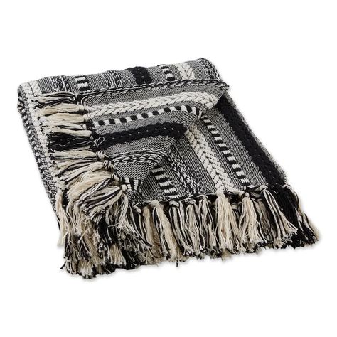 Bungalow Rose Orland Braided 100% Cotton Throw & Reviews | Wayfair Striped Throw Blanket, Decorative Throws Blanket, Fringe Throw, Striped Blankets, Blanket Black, Striped Throw, Woven Throw, Black Braids, Cotton Throws