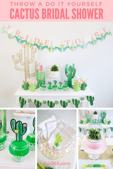 Throw a gorgeous cactus themed bridal shower like Michelle from Michelle's Party Plan-It. She will give you all the tips and tricks you need to pull off a beautiful celebration for the bride in your life. Cakes Purple, Mexican Theme Party, Cakes Elegant, Cactus Party Decor, Shower Tips, Tiffany Party, Fiesta Bridal Shower, Wedding Shower Themes, Bridal Theme