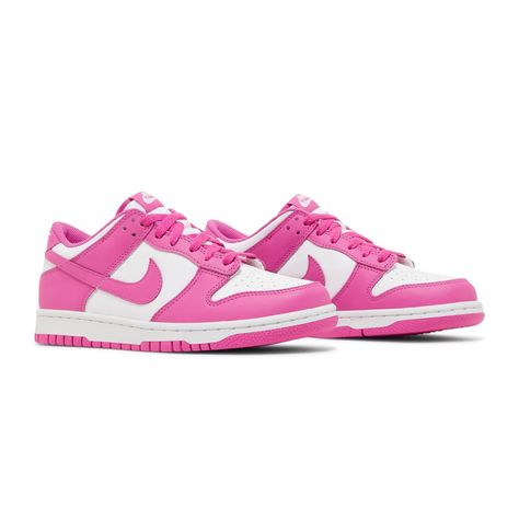 Nike Dunk Low “Active Fuchsia” Pink Nike Dunk Low, Fushia Dunks, Hot Pink Nike Shoes, Hot Pink Dunks, Hot Pink Nike Dunks, Sneaker Concept, Pink Dunks, Cute Jordans, Sky Shoes