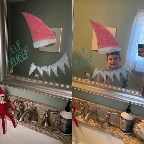 Elf On The Shelf Great Wolf Lodge, Elf Yourself Mirror, Elf Games, Elf Ideas Easy, Elf Of The Shelf, Elf Yourself, Shelf Elf, Easy Elf, Elf Magic