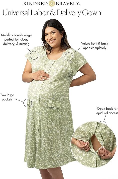 Kindred Bravely Universal Labor and Delivery Gown | 3 In 1 Labor, Delivery, Nursing Gown for Hospital Postpartum Pajamas, Labor And Delivery Gown, Postpartum Nursing, Maternity Work Wear, 37 Weeks Pregnant, Labor Delivery Nursing, Nursing Gown, Prepare For Labor, Delivery Gown