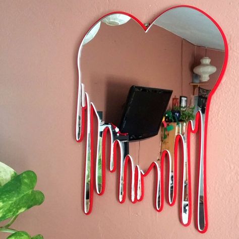 Melting Mirror, Melting Heart, Art Mirror, Decor Mirror, Heart Mirror, Heart Wall Decor, Heart Wall Art, Art Heart, Room Goals