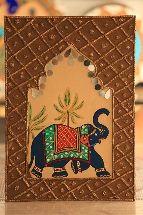 Elephant art Elephant Lippan Art, Mould Art, India Theme, Mdf Art, Diwali 2024, Pichwai Art, Canvas Art Painting Abstract, Diy Straw, Mirror Canvas