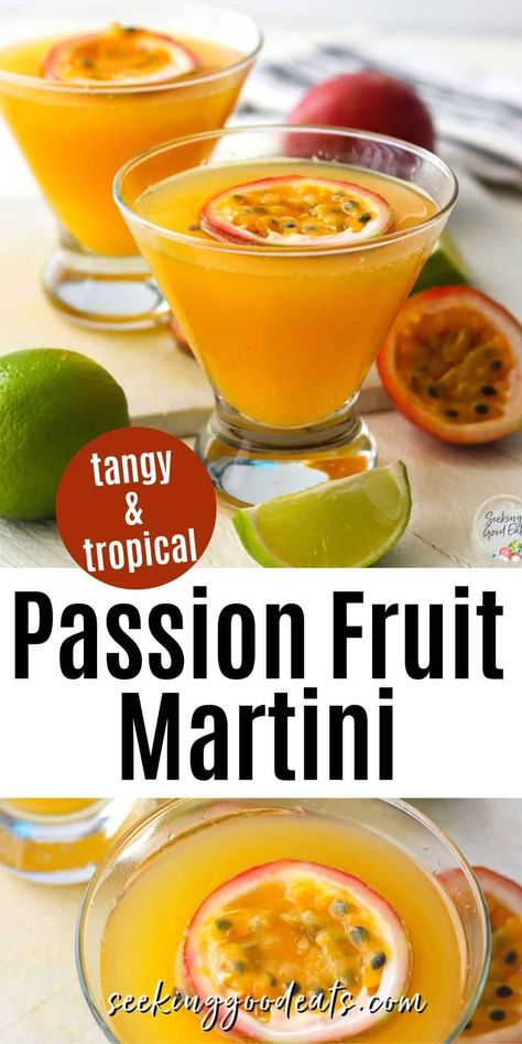 Passion Fruit Vodka Cocktail, Passionfruit Cocktail, Passion Fruit Cocktail, Fruit Liqueur, Best Martini Recipes, Passion Fruit Martini, Fruit Martini, Recipes With Fruit Cocktail, Easy Cocktail Recipe