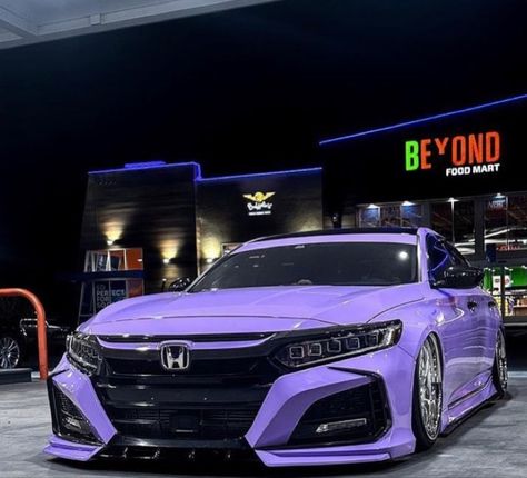 Pink Honda Civic, Purple Car Wrap, Purple Cars, Honda Civic Car, Car For Teens, Honda Civic Sport, Civic Car, Honda Accord Sport, Girly Car Accessories