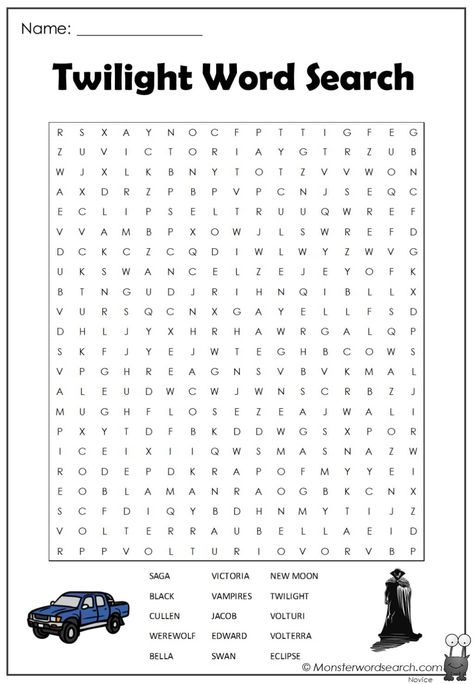 awesome Twilight Word Search Twilight Games, Twilight Themed Party Games, Twilight Word Search, Twilight Crafts, Disney Word Search Printables, Word Search Disney, Twilight Printables, Monster Word Search, Twilight Party