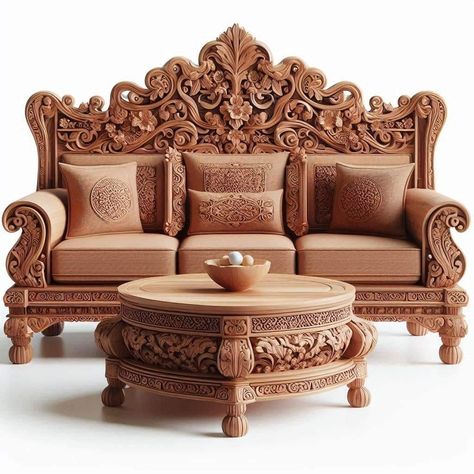 Carved Wooden Sofa, Carving Furniture, Carved Sofa, Dining Table Design Modern, Temple Design For Home, Wooden Sofa Designs, Wooden Bed Design, Carved Furniture, Wood Carving Designs