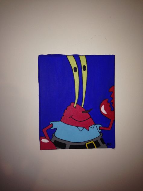 Mr. Krabs Mr Crabs Painting, Mr Krabs Painting, Crab Painting, Mr Krabs, Small Canvas Paintings, Painting Canvases, Simple Canvas Paintings, Cute Canvas Paintings, Cute Canvas