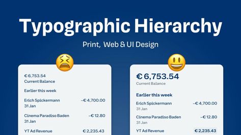 Typographic Hierarchy in Print, Web & App Design - Pimp my Type Hierarchy Design, Pull Quotes, Visual Hierarchy, Web Ui Design, My Type, Mobile App Ui, Graphic Design Lessons, Bad Design, Article Design