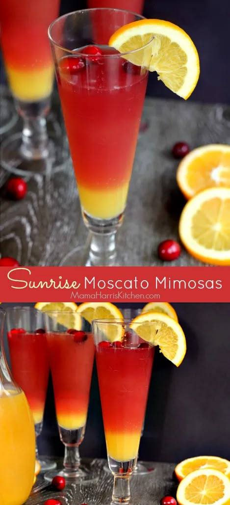 Sunrise Moscato Mimosas | Mama Harris' Kitchen Red Mimosa Recipe, Momosa Mimosa Recipe, Valentine Mimosa, Tiffany Mimosa, Breakfast Drinks With Alcohol, Mimosa Ideas, Brunch Drinks Alcoholic, Moscato Drinks, 2024 Cocktails