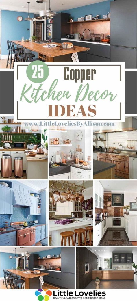 25 Copper Kitchen Decor Ideas That Are Stunningly Beautiful Copper Hardware Kitchen, Pastel Farmhouse, Copper Kitchen Accents, Black And Copper Kitchen, Cooper Kitchen, All Black Kitchen, Copper Kitchen Backsplash, Copper Kitchen Decor, Copper Interior