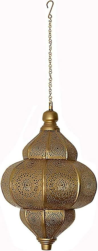 Marusthali Modern Turkish Lamp, Antique Indian Moroccan Lamp, Metal Ceiling Light Hanging Lantern Lamp-Ceiling Lights Home Lantern Pendant, Oriental Arabian Hanging Lamp (33 x 25 Cm, Dark Gold) Gold Pendant Lamp, Home Lanterns, Room Amazon, Decor Ceiling, Modern Hanging Lights, Turkish Lamp, Ceiling Light For Living Room, Plug In Pendant Light, Metal Ceiling Lighting