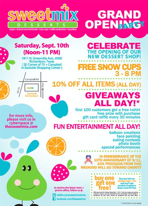 Grand Opening flyer - some great ideas Grand Opening Ideas Business Decorations Store, Bakery Grand Opening Ideas, Restaurant Grand Opening Ideas, Grand Opening Ideas, Grand Opening Ideas Business Flyers, Store Grand Opening, Grand Opening Ideas Business Decorations, Grand Opening Poster, Grand Opening Restaurant Poster