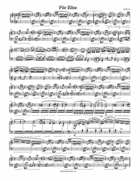 Fur Elise Sheet Music, Popular Piano Sheet Music, Piano Songs Sheet Music, Fur Elise, Free Piano Sheets, Free Piano Sheet Music, Piano Sheet Music Classical, Piano Music Lessons, Jazz Sheet Music