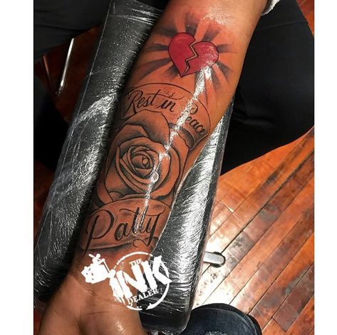 Rip Tattoos For Women Forearm, Raw Arm Tattoos For Black Women, Lower Arm Sleeve Tattoo Black Women, Girl Forearm Tattoos Black Women, Girl Arm Sleeve Tattoo Black Women, Long Live Tattoo, Arm Quote Tattoos, Live Tattoo, Rip Tattoo