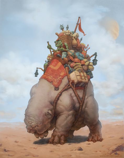 ArtStation - Grumpy, Emil Jensen Beast Of Burden, Digital Painting Photoshop, Fantasy Beasts, Alien Concept Art, Monster Concept Art, Fantasy Monster, Weird Creatures, Fantasy Art Landscapes, Monster Design