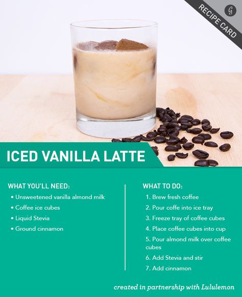 Because iced lattes are delicious, but could certainly be healthier. Iced Vanilla Latte, Vanilla Latte, Smoothie Drinks, Coffee Recipes, Yummy Drinks, Healthy Drinks, Coffee Beans, Good Eats, Love Food