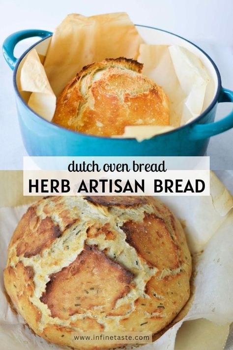 Herb Artisan Bread, Artisan Bread Dutch Oven, Damper Recipe, Overnight Recipes, Oven Bread, Dutch Oven Bread, Herb Bread, Artisan Bread Recipes, Dutch Oven Recipes