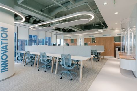 Modern Office Design Inspiration, Front Desk Design, Office Ceiling, Warehouse Design, Recessed Downlight, Office Space Design, Office Photo, Showroom Interior Design, Modern Office Design