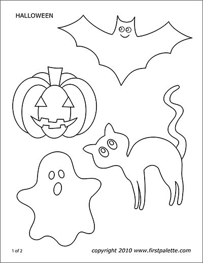 Printable Coloring Pages | Page 4 | Free Printable Templates & Coloring Pages | FirstPalette.com Printable Halloween Decorations, Moldes Halloween, Free Halloween Coloring Pages, Free Printable Templates, Fun Craft Ideas, Halloween Printables Free, Halloween Characters, Crow Tattoo, Halloween Templates