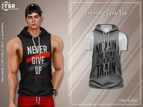 The Sims Resource - Training Tank Top Sims 4 Male Sims Download, Male Crop Top, Cc Top, Halloween City, Sims 4 Male Clothes, Gym Singlets, Sims 4 Piercings, Cc Sims4, Pelo Sims