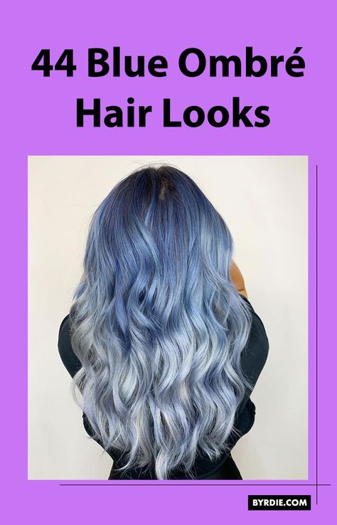 Silver To Blue Ombre Hair, Blonde Blue Ombre Hair, Blonde And Blue Hair Ombre, Blue Ombré Hair, Icy Blue Hair, Blonde And Blue Hair, White Ombre Hair, Short Hair Blue, Dipped Hair