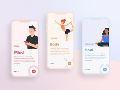 Mindful Yoga App by Filip Andonov on Dribbble การออกแบบ Ui Ux, To Do App, Mindful Yoga, Mindfulness App, Yoga App, App Design Layout, Ux App Design, Ui Design Mobile, Mobile App Design Inspiration