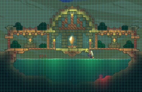 Second part of decoration Terraria Hobbit Hole, Desert Pylon Terraria, Terraria Fountain, Terraria Bridge Ideas, Terraria Pylons, Terraria Underground Base, Terraria Desert House, Terraria Bridge, Terraria Base