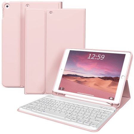 Aoub iPad 9th/8th/7th Generation Keyboard Case with Pencil Holder, Stand Folio Detachable Wireless Bluetooth Keyboard Cover, Soft TPU Back Smart Case for iPad 10.2 inch 2021/2020/2019, Pink Pink Ipad With Keyboard, Blue Ipad 10th Gen, Cute Ipad Cases With Keyboard, Cute Ipad Cases 10th Generation, Ipad 9th Generation Case, Ipad 9th Generation, Keyboard For Ipad, Pink Ipad Case With Keyboard, Apple Ipad Case