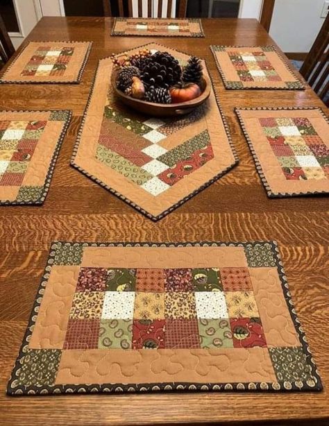 Fall Table Runner Patterns, Quilted Placemat Patterns, Necktie Quilt, Christmas Table Runner Pattern, Quilt Runners, Quilted Placemat, Quilted Table Runners Christmas, Placemat Patterns, Table Topper Patterns