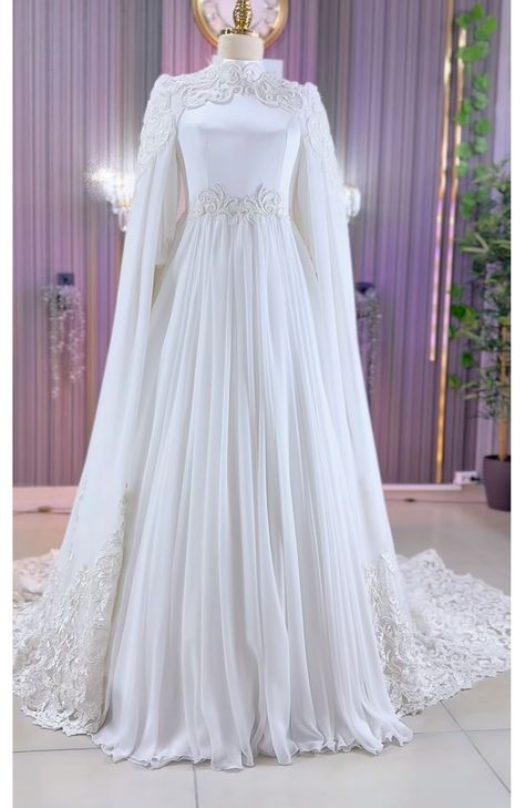 Islamic Bridal Dress, Modest Bridal Dresses, Arabic Wedding Dresses, Simple Dress Casual, Muslim Wedding Dress, Dress Weights, Beautiful Wedding Gowns, Fancy Dresses Long, Stylish Dress Designs