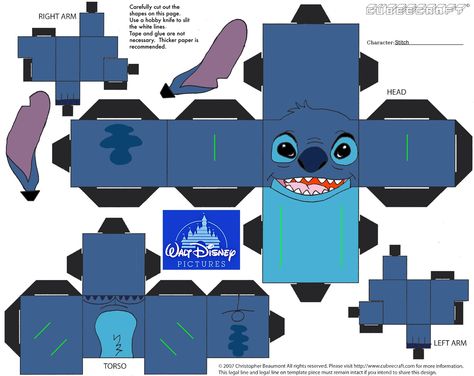 stitch cubecraft Paper Toy Disney, Lilo En Stitch, Angel Stitch, Paper Toys Template, Lilo Et Stitch, Paper Toy, Paper Crafts Origami, Bible Crafts, Disney Diy