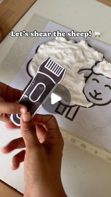 Kuttypai’s Mama on Instagram: "This sheep shearing activity is a great sensory activity that works on fine motor skills and hand eye coordination. The shaving foam really helps keep the kids engaged for much longer because it’s messy and fun and smells nice too! I keep a tub of water close by so the ‘shears’ can be washed off and don’t forget to put your sheep print out in a plastic protective sheet so you can reuse it- believe me you will!   #kuttypaiactivities #sheepshearing #shavingfoamactivity #toddleractivities #easytoddleractivities #diyactivities #sensoryplay   Hand-eye coordination | messy play | toddler activities | shaving foam activities" Shear The Sheep Activity, Shaving Foam Messy Play, Sheep Sensory Activities, Sheer The Sheep Activity, Sheep Sensory Bin, Sheep Activities For Toddlers, Water Crafts For Toddlers, Shaving Foam Activities, Sheep Activities For Preschool