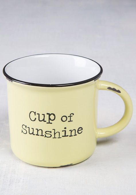 Camp Mugs Natural Life Cup Of Sunshine, Coffee Creations, Camp Coffee, Coffee Soup, Camp Mugs, Mug Quotes, Yellow Cups, Vintage Mugs, Mom Clothes