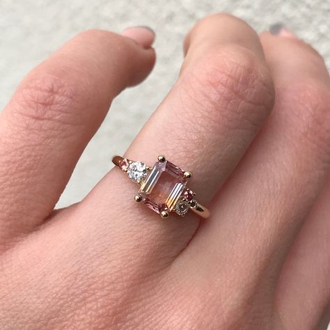 Peachy Bicolor Sapphire Engagement Ring - Marrow Fine Stackable Engagement Rings, Engagement Rings Natural, Bicolor Sapphire, Marrow Fine, Engagement Rings Unique, Fine Engagement Rings, Pink Sapphire Ring Engagement, Alternative Bridal, Unique Bride