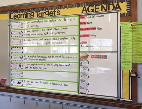 High School Objectives Board, Learning Target Board, Elementary Special Education Classroom Setup, Learning Targets Bulletin Board, Target Classroom, Learning Target Display, Target Boards, Agenda Board, Objectives Board