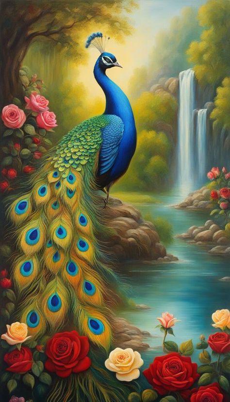 Peacock Drawing, Peacock Images, Peacock Wallpaper, Peacock Pictures, Peacock Wall Art, Landscape Painting Tutorial, Peacock Painting, Beautiful Peacock, Peacock Art