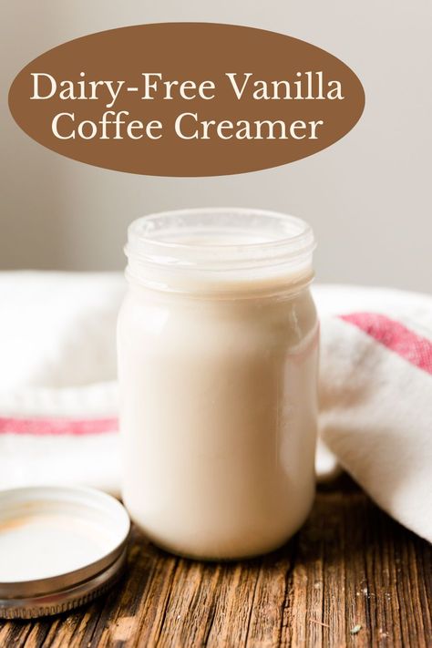 Homemade Dairy-Free Vanilla Coffee Creamer is the perfect addition to your morning coffee! This recipe only takes a few minutes to make, and all you need are 5 simple ingredients and a high speed blender! Low Carb Coffee Creamer, Low Carb Coffee, Dairy Free Coffee Creamer, Diy Coffee Creamer, Dairy Free Keto, Keto Coffee Creamer, Keto Coffee Recipe, Vanilla Coffee Creamer, Dairy Free Coffee