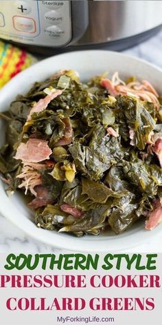 Pressure Cooker Collard Greens, Instant Pot Collard Greens Recipe, Instant Pot Collard Greens, Roots Recipes, Greens Recipe Soul Food, Collard Greens With Bacon, Vegan Collard Greens, Southern Collard Greens, Collard Greens Recipe