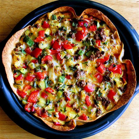 Leftover Tortillas? Make a Quiche - Alexandra's Kitchen Mexican Quiche, Leftover Tortillas, Tortilla Quiche, Tortilla Pie, Sauteed Peppers And Onions, Tortilla Wraps, Quiche Recipes, Seasonal Recipes, Tortillas