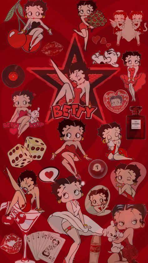 #bettyboop #betty #red #fyp Betty Boop Wallpapers, Betty Boop Aesthetic, Red And Black Wallpaper, Retro Wallpaper Iphone, Betty Boop Art, Retro Wallpaper, Pretty Wallpaper Iphone, Aesthetic Collage, Aesthetic Stickers