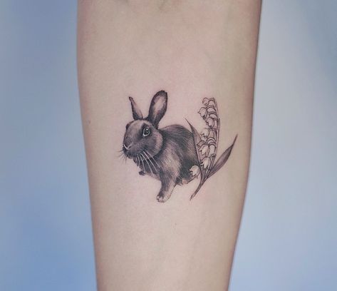 Lily L (@ink.tonight_doartink) • Instagram photos and videos Black Bunny Tattoo, Bunny Tattoo, Bunny Tattoos, Black Bunny, Rabbit Tattoos, March 30, Animal Tattoos, Inked Girls, Lily Of The Valley