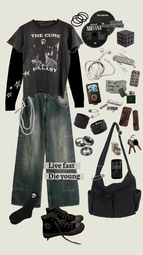 #grunge #emo #skater #aesthetic #oc #originalcharacter #fashion #grungeoutfit #outfit #outfitinpso Aesthetic Emo Clothes, Alternitive Aesthetic, Edgy Streetwear Outfit Ideas, Punk Skater Aesthetic, Grunge Skater Aesthetic Outfits, Emo Skater Outfits, Outfit Ideas Skater, Baggy Clothes Outfit Aesthetic, Skater Outfits Aesthetic