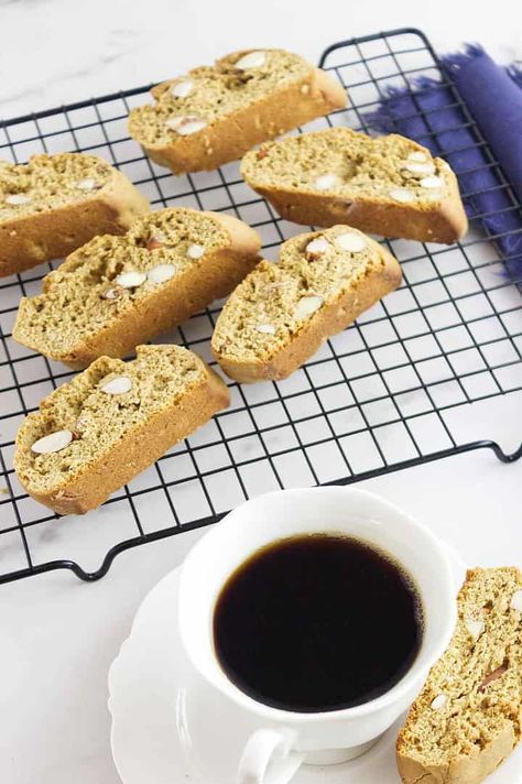 Coffee Biscotti have a delightful crunchy texture and subtle coffee flavor that's hard to resist. Served on their own alongside a cup of tea or coffee, these crunchy almond studded mini biscotti are delicious. Why You Will Love This Recipe Whether you’re making them for yourself or sharing with friends, these Coffee flavored mini biscotti are sure to be met with enthusiasm. Mini Biscotti Recipe, Mini Biscotti, Dunking Cookies, Coffee Biscotti, Lemon Biscotti, Perfect Roast Turkey, Spiced Eggnog, Buttery Mashed Potatoes, Quick Baking