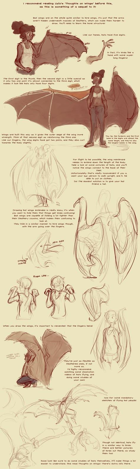 Ah, easy to forget that a winged human doesn't have to have avian-style wings. Nice reference for bat wings. Female Animation, Wing Tutorial, Drawing Resources, Winged People, Body Female, Animation Ideas, Wings Drawing, Art Help, Have Inspiration