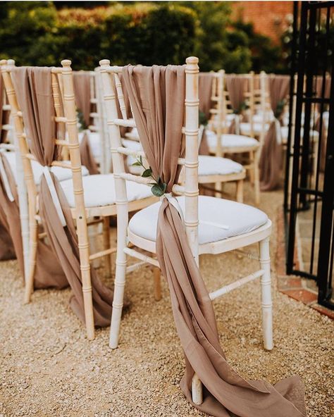 Outdoor Wedding Chair Decorations, Chivari Chairs Wedding, Reception Chair Decorations, Outdoor Wedding Chairs, Sash Ideas, Chivari Chairs, Wedding Chair Sashes, Wedding Chair Decorations, Chair Sash