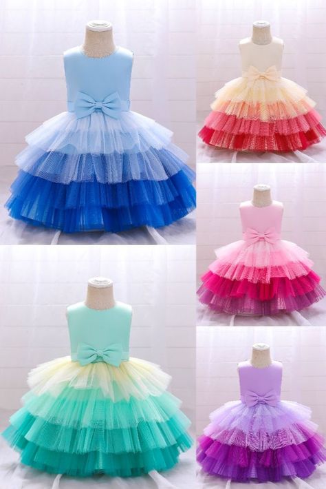 Flower Baby Girl Lace Dress Toddler Tulle Sleeveless Bow Princess Party Wedding Pageant Bridesmaid Long Frocks For Kids, Kids Maxi Dresses, Birthday Frocks, Cotton Candy Dress, Lace Dress Classy, Western Girl Outfits, Baby Birthday Dress, 1st Birthday Dresses