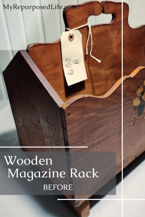 What can you do with a vintage magazine rack? A better question is what CAN'T you do! The options are endless, and I'll give you lots of ideas. #MyRepurposedLife #organization #magazinerack via @repurposedlife Vintage Magazine Display Ideas, Wooden Magazine Holder Repurpose, Refinished Magazine Rack, Upcycle Magazine Rack Wood, Magazine Racks Repurposed, Old Magazine Holder Upcycle, Upcycled Magazine Holder, Ideas For Magazine Holders, Uses For Magazine Racks