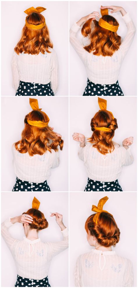 Hairstyles With A Headband, Pinup Hairstyles, Hairstyles Retro, Fun Hairstyles, How To Grow Eyebrows, Hairstyle Tutorials, A Beautiful Mess, Easy Hairstyle, Beautiful Mess